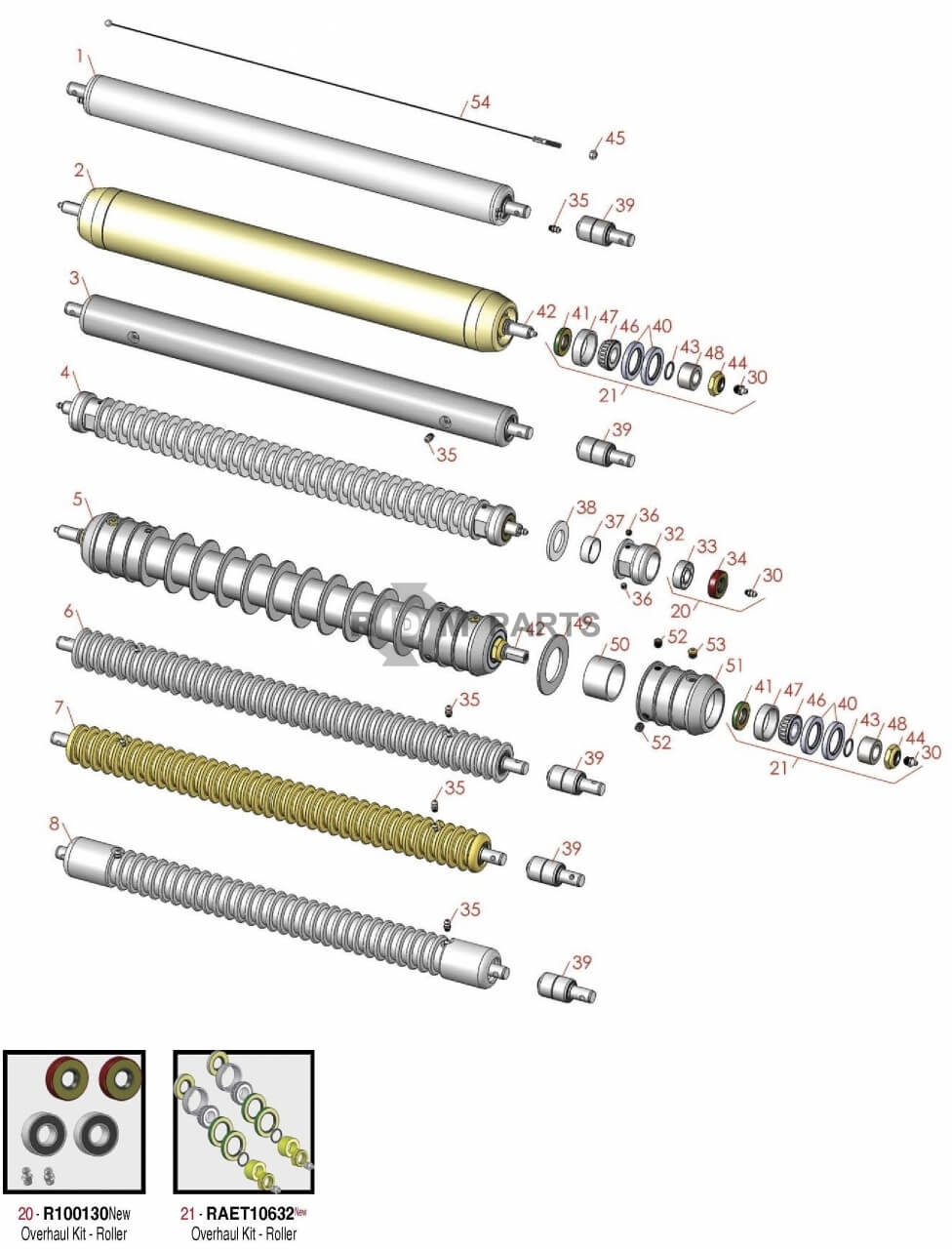Replacement parts for John Deere 3225B & 3225C Medium Rollers