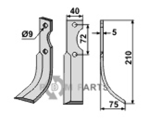 Blade, right model fitting for Hako 90-05836-3