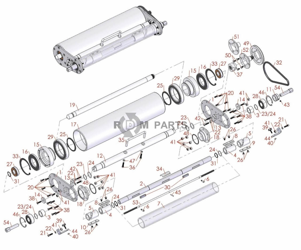 Replacement parts for Multigreen vibrating roller parts Replacement parts for Multigreen vibrating roller parts