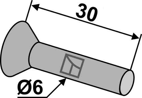 Countersunk rivet for metal seed shares