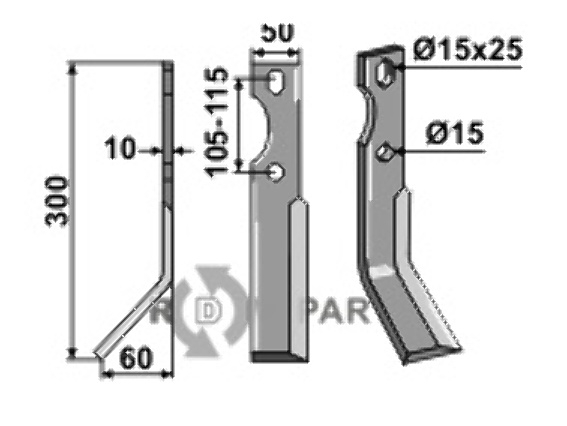 Blade, left model fitting for Forigo-Roteritalia D350010360