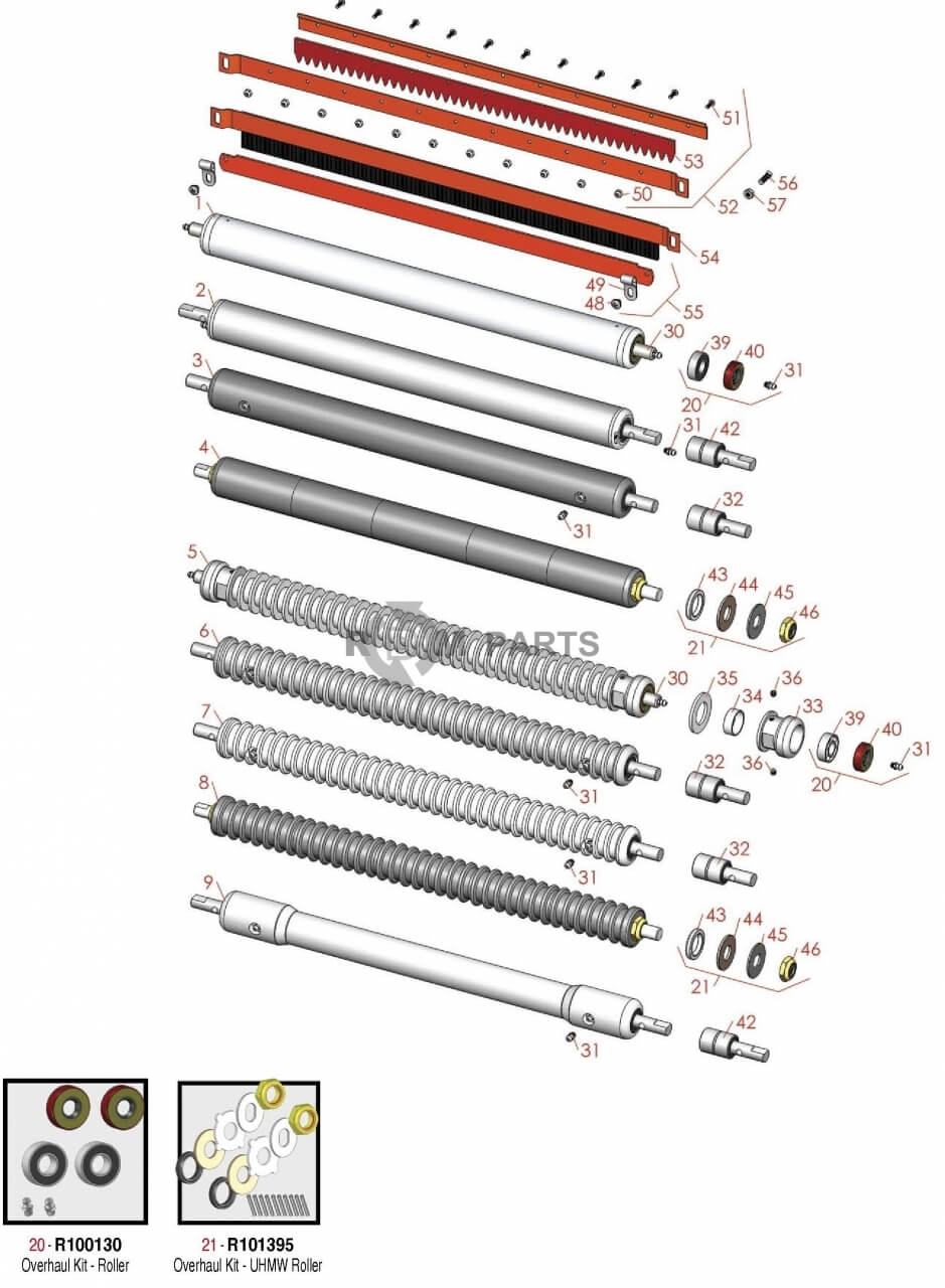 Replacement parts for  Jacobsen Greens King V & VI Front Rollers