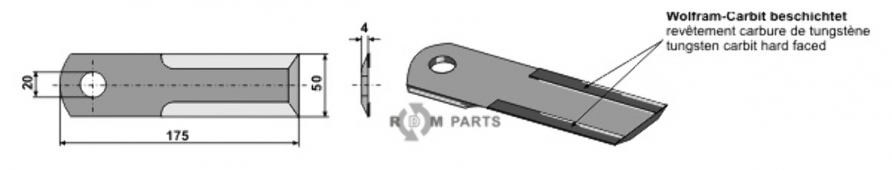 Straw chopper flail blade fitting for Claas Lexion 0007557860 - 0007557861