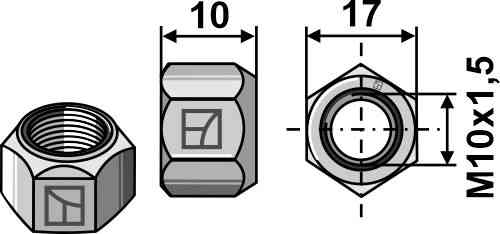 Metaalmoer met klemdeel M10 - DIN 980 verz. 10.9