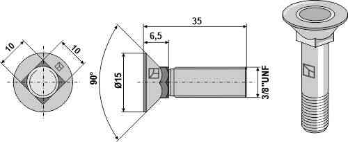 Ploegbout 3/8''UNF