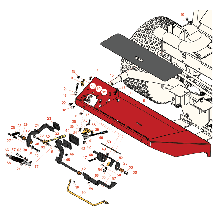 Traction pedal parts suitable for your Toro Groundsmaster 3500-d