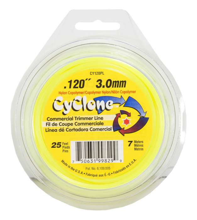 Trimmer line cyclone™ shaped yellow 25' loop .120" / 3.0mm