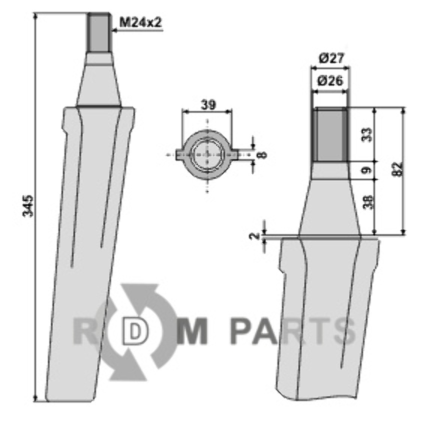 Tine for rotary harrows fitting for Vigolo 500001