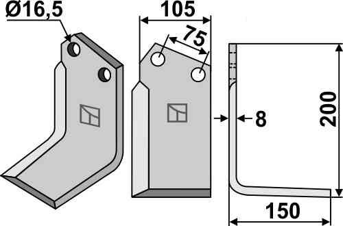 Blade, right model fitting for Howard 756784(762719)