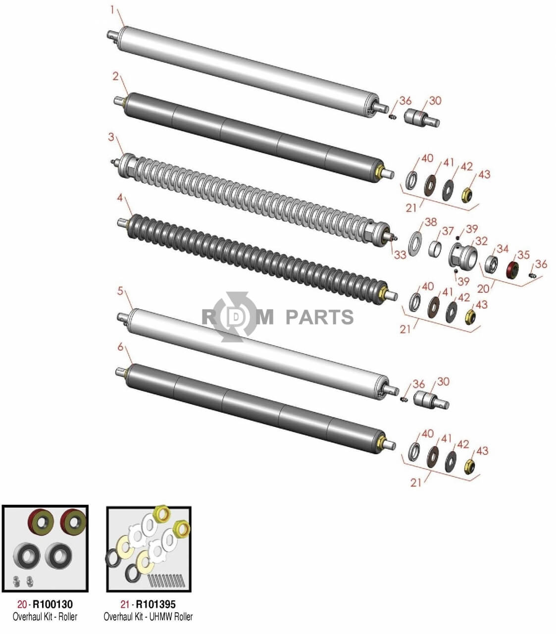 Replacement parts for John Deere 2243 Greens Mower Rollers