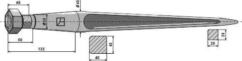 Front loading tine 820 fitting for Kverneland 241160