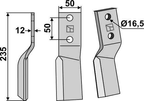 Rotary tine, left model fitting for Badalini FM 6401