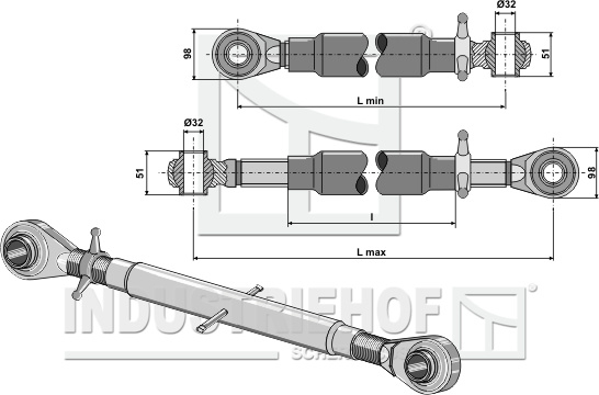 Top-links with hardened tie-rod M36 x 3