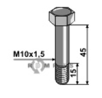 Shear bolt M10 without nut fitting for Lemken 3013240