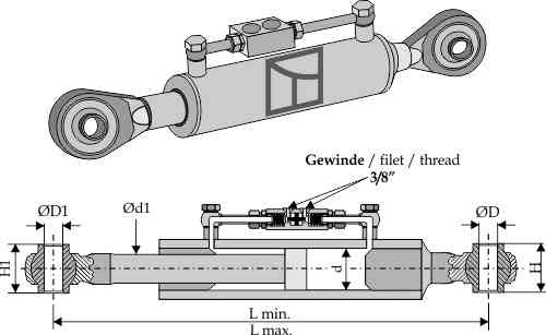 Hydraulische topstang met spindel