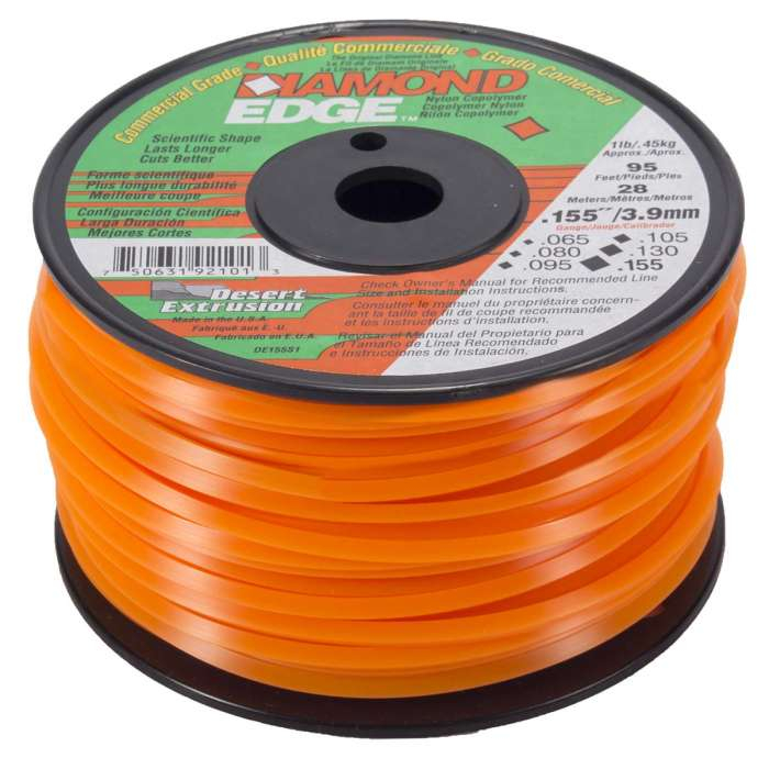 Trimmer line diamond edge™ shaped orange .155" / 3.9mm