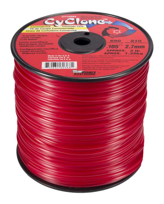 Trimmer line cyclone™ shaped red .105" / 2.7mm