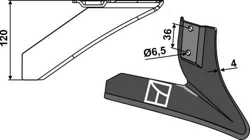 Angled wing share - right fitting for Schmotzer 360473