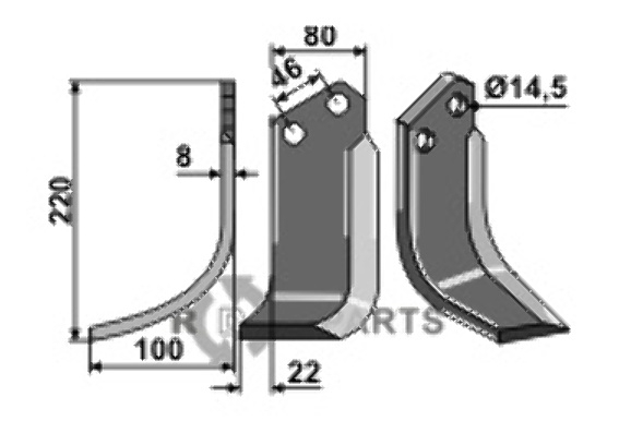 Blade, left model fitting for Breviglieri 0003061S