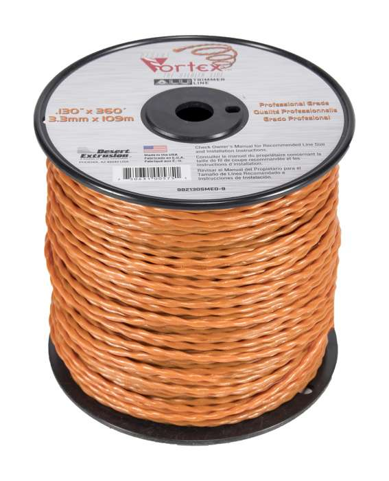 Trimmer line vortex alu - medium spool orange .130" / 3,3 mm 360' / 109 m