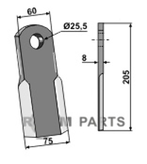 RDM Parts Recht mes passend voor Pegoraro 009118