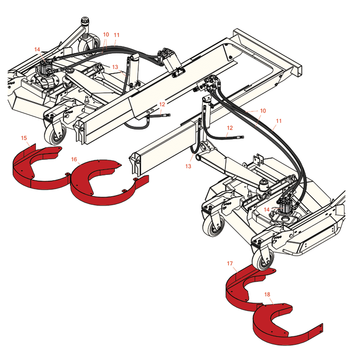 Rechts- und Linksdeck-Hydraulik und Mulchringe passend für Ihren Toro 4000-D & 4010-D