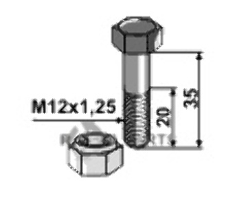 RDM Parts Bolt with self-locking nut - M12x1,25 - 10.9