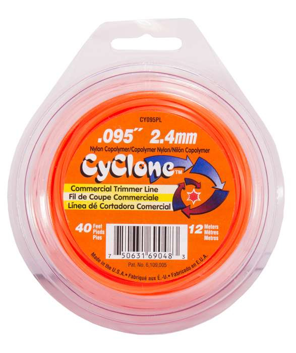 Trimmer line cyclone™ shaped orange 40' loop .095" / 2.4mm