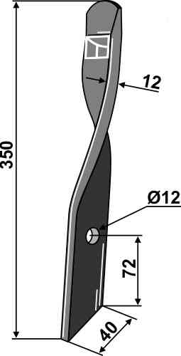 Harrow-blade for Dyna-Drive, right fitting for Bomford 03961.09