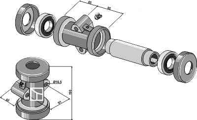 Bearing compl. for square shafts fitting for Kverneland 121135