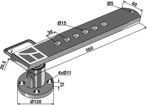 Disc-hub with shank - left model fitting for Becker 238820