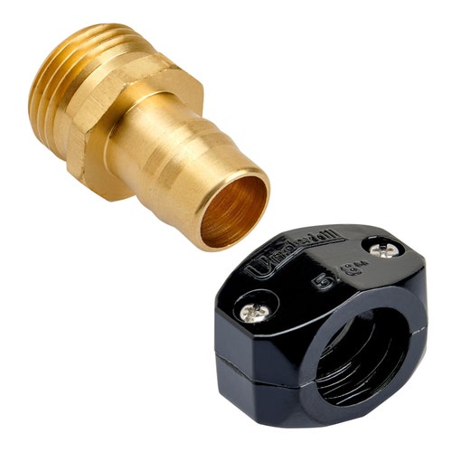 Underhill brass male mender w/clamp - 5/8in hose diameter 