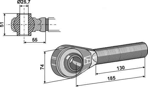 Spindeln M27x3 mit geh&auml rteten Kugelaugen