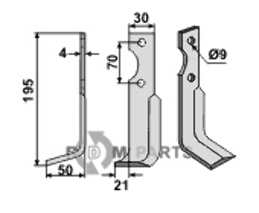 Blade, left model fitting for Agria 1250 210 98