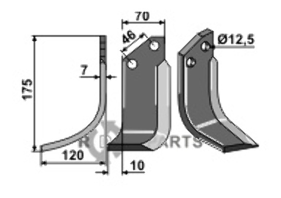 Blade, left model fitting for Forigo-Roteritalia F2095010S