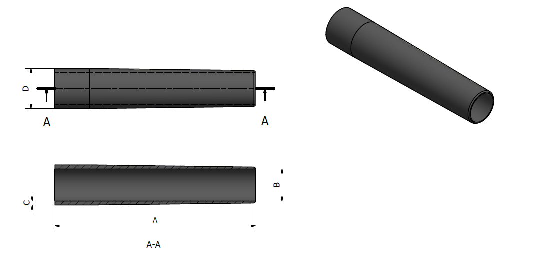 TINE - HOLLOW 3/4 X 7/8MT X 5-3/4L