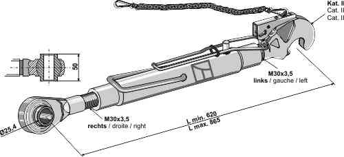 Compl. top-link with tie-rod Ø25,4