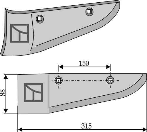 Beet lifter shares, left model fitting for Stoll 62.51-08.2L = 0524290