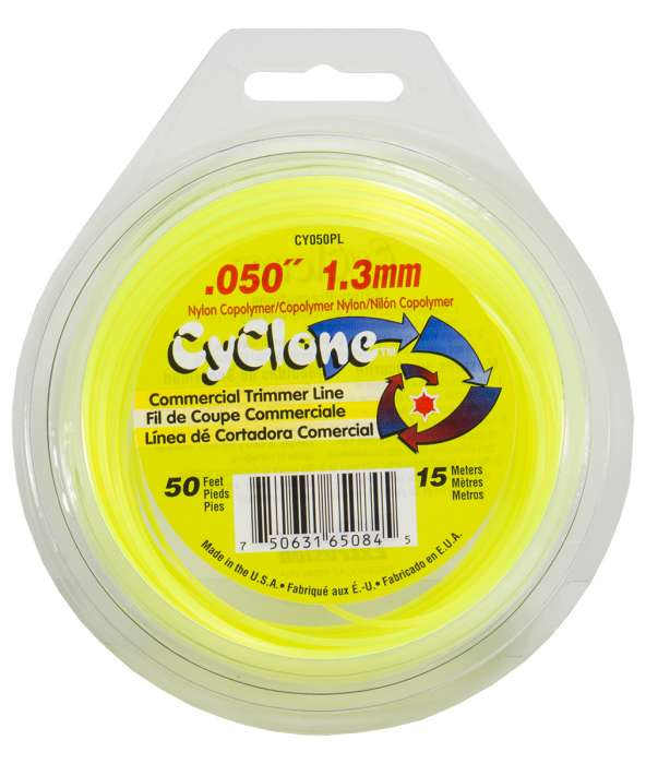 Trimmer line cyclone™ shaped yellow 50' loop .050" / 1.3mm