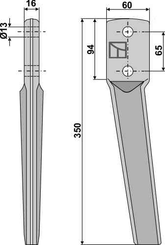 Tine for rotary harrows fitting for Rheinland 911-262-0000