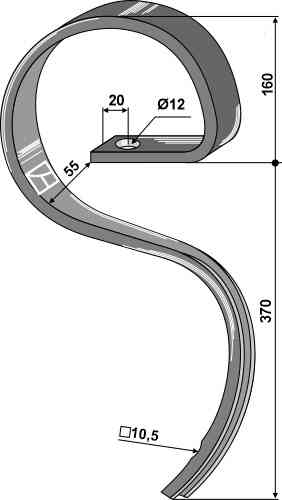 Harrow tine fitting for Kongskilde 101000760 - 101000766