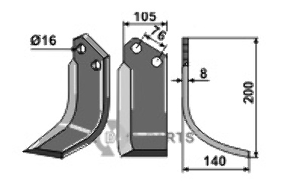 Blade, right model fitting for Howard 73000109344V