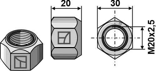 All-metal nut with squeezing device M20 - DIN980 galv. 10.9