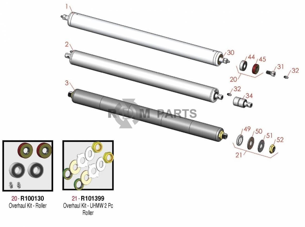 Replacement parts for Jacobsen Eclipse 118F & 122F Rear Rollers