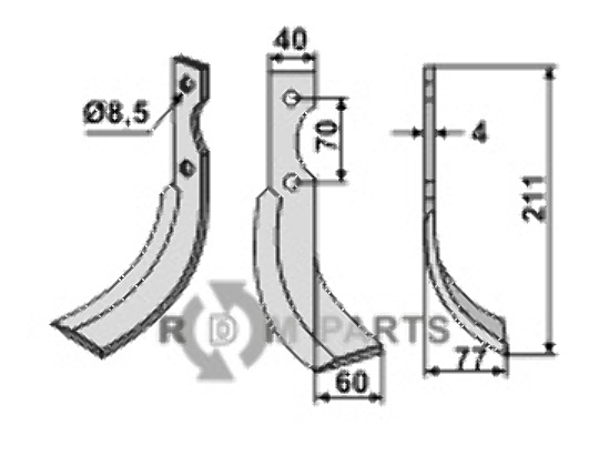 Blade, right model fitting for S.E.P. 430/450 - 215667