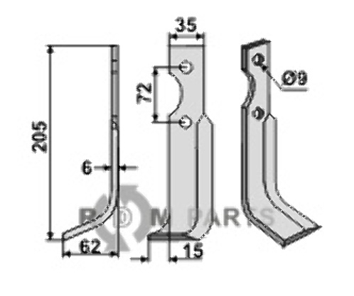 Blade, left model fitting for Casorzo SU3 - CU6 Blade, left model fitting for Casorzo SU3 - CU6