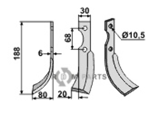 Blade, left model fitting for Pasquali 532 - 532212