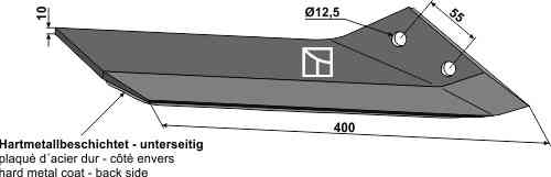 Replacement wing hard metal - right fitting for Lemken Kristall 3374542