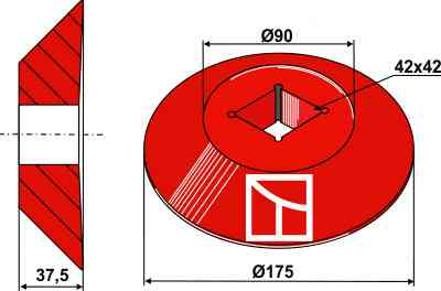 End disc - outer for 40x40 square shafts