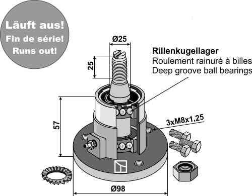 Lager met draad M16